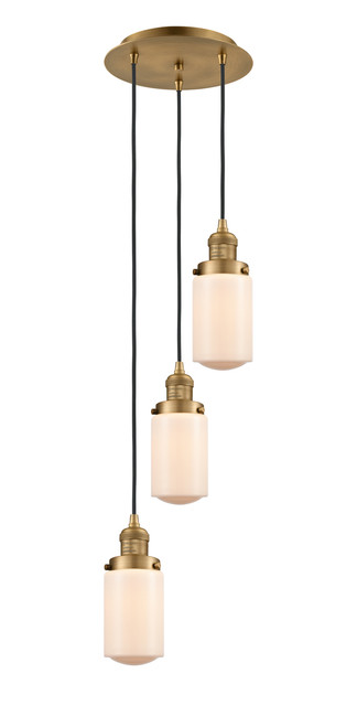 INNOVATIONS 113F-3P-BB-G311 Dover 3 Light Multi-Pendant part of the Franklin Restoration Collection Brushed Brass