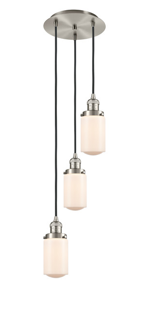 INNOVATIONS 113F-3P-SN-G311 Dover 3 Light Multi-Pendant part of the Franklin Restoration Collection Brushed Satin Nickel