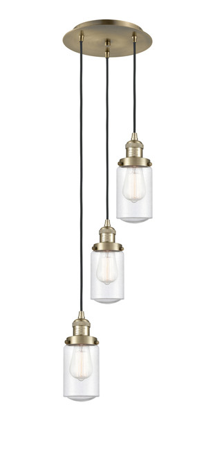 INNOVATIONS 113F-3P-AB-G314 Dover 3 Light Multi-Pendant part of the Franklin Restoration Collection Antique Brass