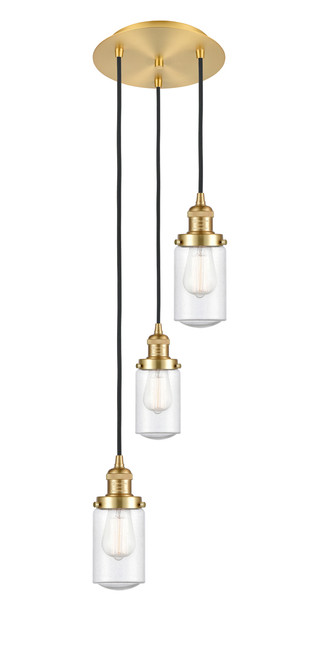 INNOVATIONS 113F-3P-SG-G314 Dover 3 Light Multi-Pendant part of the Franklin Restoration Collection Satin Gold