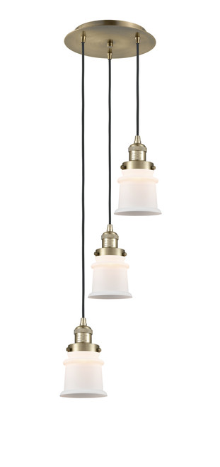 INNOVATIONS 113F-3P-AB-G181S Canton 3 Light Multi-Pendant part of the Franklin Restoration Collection Antique Brass