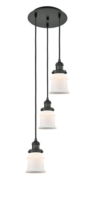 INNOVATIONS 113F-3P-BK-G181S Canton 3 Light Multi-Pendant part of the Franklin Restoration Collection Matte Black