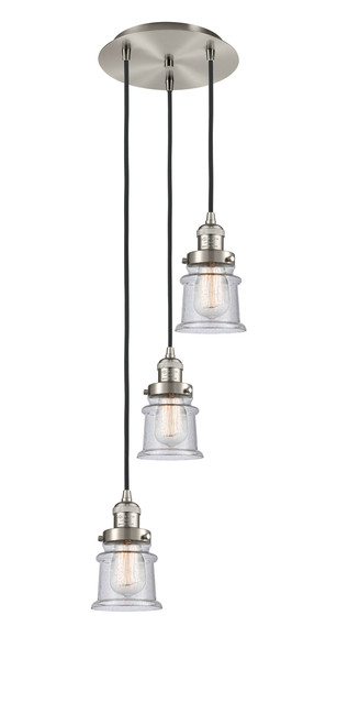 INNOVATIONS 113F-3P-SN-G184S Canton 3 Light Multi-Pendant part of the Franklin Restoration Collection Brushed Satin Nickel