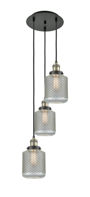 INNOVATIONS 113F-3P-BAB-G262 Stanton 3 Light Multi-Pendant part of the Franklin Restoration Collection Black Antique Brass