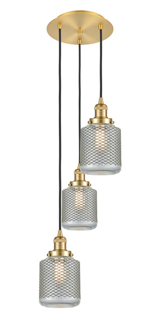 INNOVATIONS 113F-3P-SG-G262 Stanton 3 Light Multi-Pendant part of the Franklin Restoration Collection Satin Gold