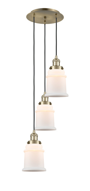INNOVATIONS 113F-3P-AB-G181 Canton 3 Light Multi-Pendant part of the Franklin Restoration Collection Antique Brass