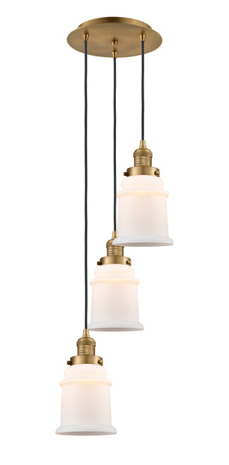 INNOVATIONS 113F-3P-BB-G181 Canton 3 Light Multi-Pendant part of the Franklin Restoration Collection Brushed Brass