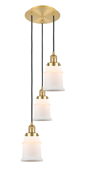 INNOVATIONS 113F-3P-SG-G181 Canton 3 Light Multi-Pendant part of the Franklin Restoration Collection Satin Gold