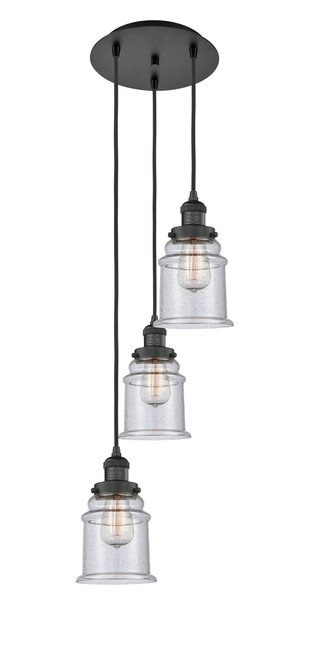 INNOVATIONS 113F-3P-BK-G184 Canton 3 Light Multi-Pendant part of the Franklin Restoration Collection Matte Black