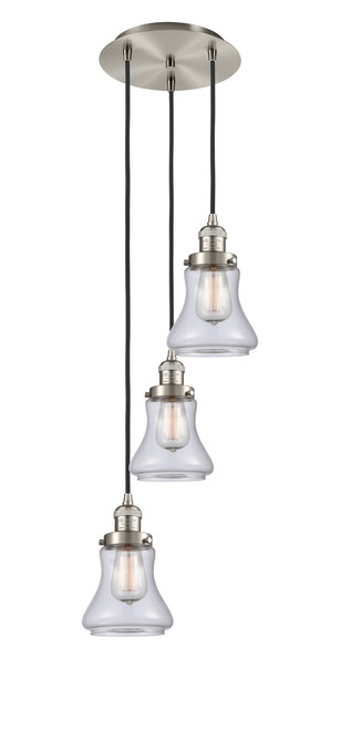 INNOVATIONS 113F-3P-SN-G192 Bellmont 3 Light Multi-Pendant part of the Franklin Restoration Collection Brushed Satin Nickel