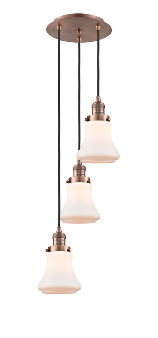 INNOVATIONS 113F-3P-AC-G191 Bellmont 3 Light Multi-Pendant part of the Franklin Restoration Collection Antique Copper
