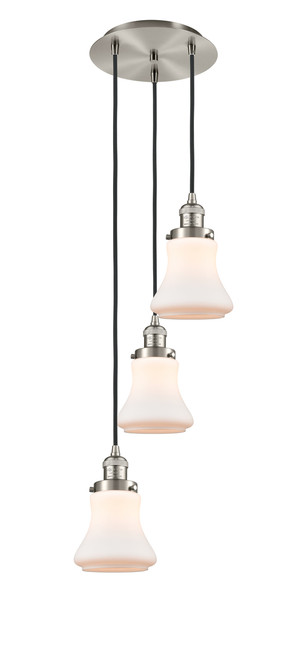 INNOVATIONS 113F-3P-SN-G191 Bellmont 3 Light Multi-Pendant part of the Franklin Restoration Collection Brushed Satin Nickel