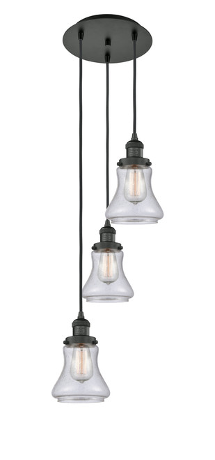 INNOVATIONS 113F-3P-BK-G194 Bellmont 3 Light Multi-Pendant part of the Franklin Restoration Collection Matte Black