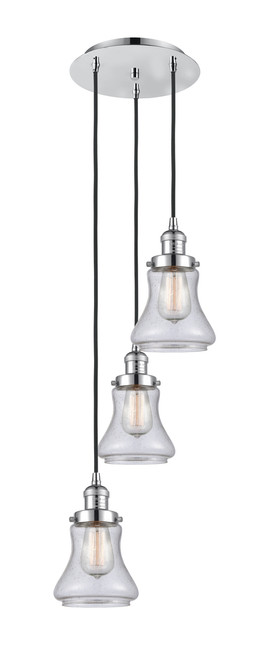 INNOVATIONS 113F-3P-PC-G194 Bellmont 3 Light Multi-Pendant part of the Franklin Restoration Collection Polished Chrome