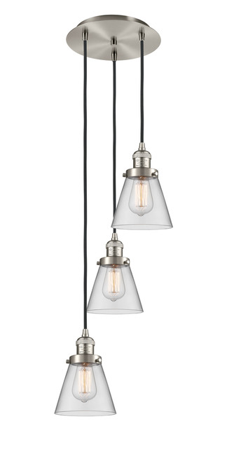 INNOVATIONS 113F-3P-SN-G62 Cone 3 Light Multi-Pendant part of the Franklin Restoration Collection Brushed Satin Nickel