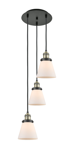 INNOVATIONS 113F-3P-BAB-G61 Cone 3 Light Multi-Pendant part of the Franklin Restoration Collection Black Antique Brass