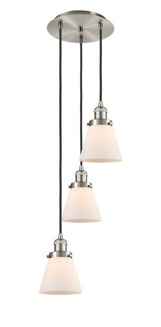 INNOVATIONS 113F-3P-SN-G61 Cone 3 Light Multi-Pendant part of the Franklin Restoration Collection Brushed Satin Nickel