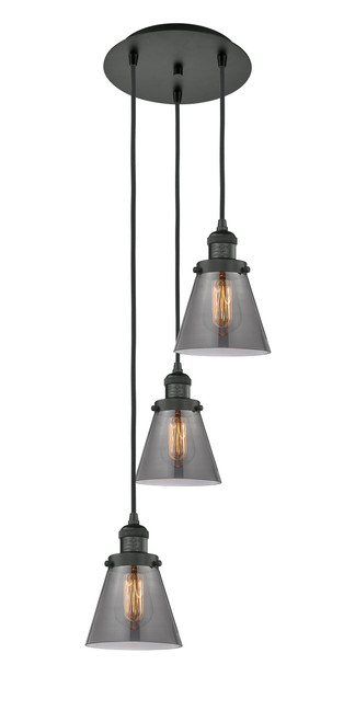 INNOVATIONS 113F-3P-BK-G63 Cone 3 Light Multi-Pendant part of the Franklin Restoration Collection Matte Black