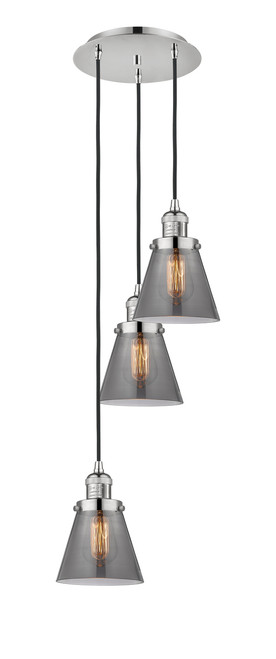 INNOVATIONS 113F-3P-PN-G63 Cone 3 Light Multi-Pendant part of the Franklin Restoration Collection Polished Nickel