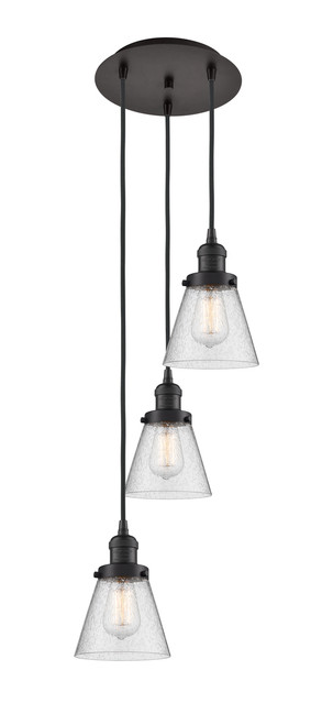 INNOVATIONS 113F-3P-OB-G64 Cone 3 Light Multi-Pendant part of the Franklin Restoration Collection Oil Rubbed Bronze