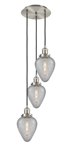 INNOVATIONS 113F-3P-SN-G165 Geneseo 3 Light Multi-Pendant part of the Franklin Restoration Collection Brushed Satin Nickel