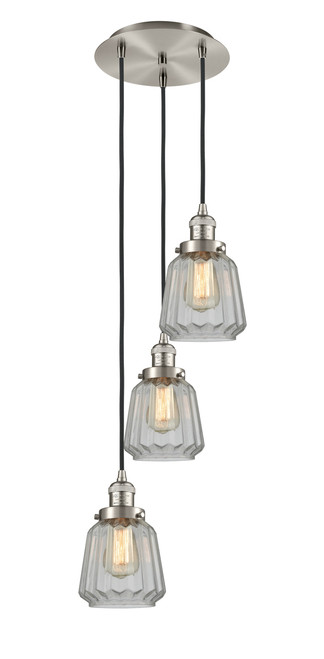 INNOVATIONS 113F-3P-SN-G142 Chatham 3 Light Multi-Pendant part of the Franklin Restoration Collection Brushed Satin Nickel