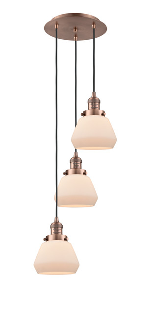INNOVATIONS 113F-3P-AC-G171 Fulton 3 Light Multi-Pendant part of the Franklin Restoration Collection Antique Copper