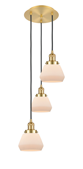 INNOVATIONS 113F-3P-SG-G171 Fulton 3 Light Multi-Pendant part of the Franklin Restoration Collection Satin Gold