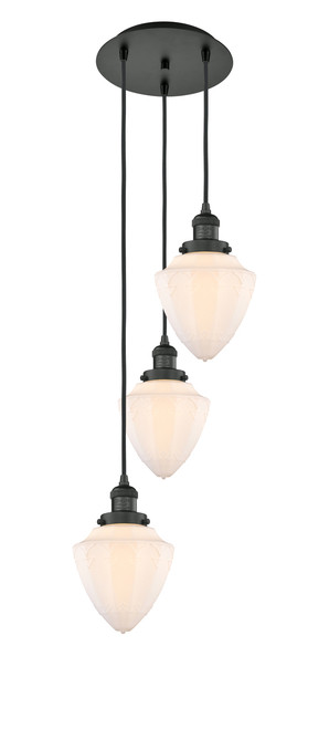 INNOVATIONS 113F-3P-BK-G661-7 Small Bullet 3 Light Multi-Pendant part of the Franklin Restoration Collection Matte Black