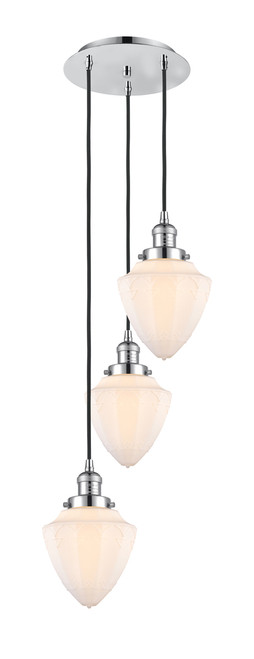 INNOVATIONS 113F-3P-PC-G661-7 Small Bullet 3 Light Multi-Pendant part of the Franklin Restoration Collection Polished Chrome