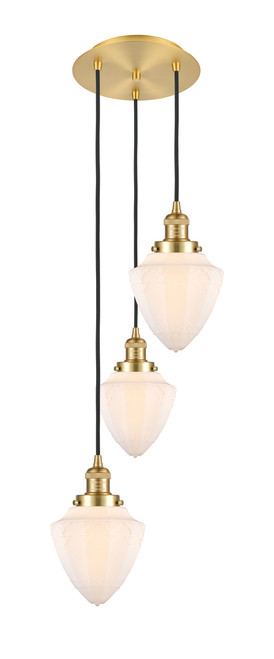 INNOVATIONS 113F-3P-SG-G661-7 Small Bullet 3 Light Multi-Pendant part of the Franklin Restoration Collection Satin Gold