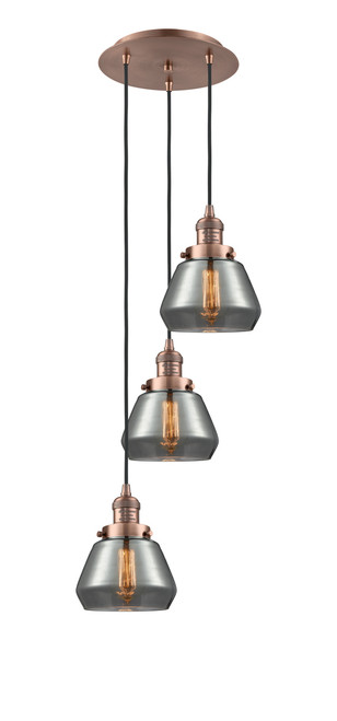 INNOVATIONS 113F-3P-AC-G173 Fulton 3 Light Multi-Pendant part of the Franklin Restoration Collection Antique Copper