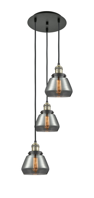 INNOVATIONS 113F-3P-BAB-G173 Fulton 3 Light Multi-Pendant part of the Franklin Restoration Collection Black Antique Brass