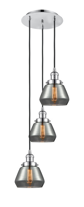 INNOVATIONS 113F-3P-PC-G173 Fulton 3 Light Multi-Pendant part of the Franklin Restoration Collection Polished Chrome