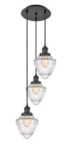 INNOVATIONS 113F-3P-BK-G664-7 Small Bullet 3 Light Multi-Pendant part of the Franklin Restoration Collection Matte Black