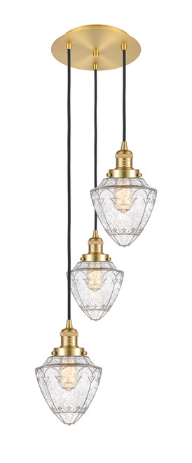 INNOVATIONS 113F-3P-SG-G664-7 Small Bullet 3 Light Multi-Pendant part of the Franklin Restoration Collection Satin Gold