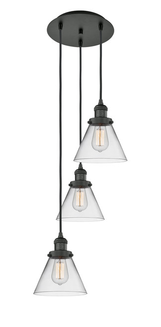 INNOVATIONS 113F-3P-BK-G42 Cone 3 Light Multi-Pendant part of the Franklin Restoration Collection Matte Black
