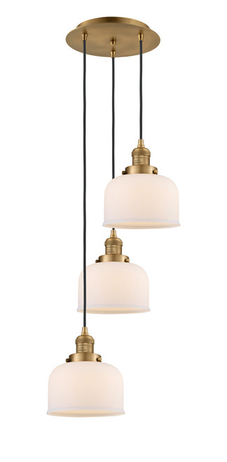 INNOVATIONS 113F-3P-BB-G71 Cone 3 Light Multi-Pendant part of the Franklin Restoration Collection Brushed Brass