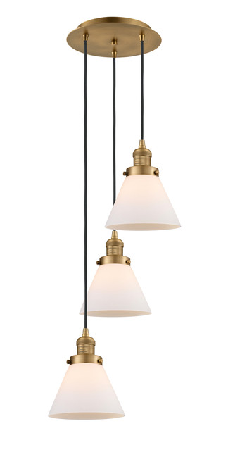 INNOVATIONS 113F-3P-BB-G41 Cone 3 Light Multi-Pendant part of the Franklin Restoration Collection Brushed Brass