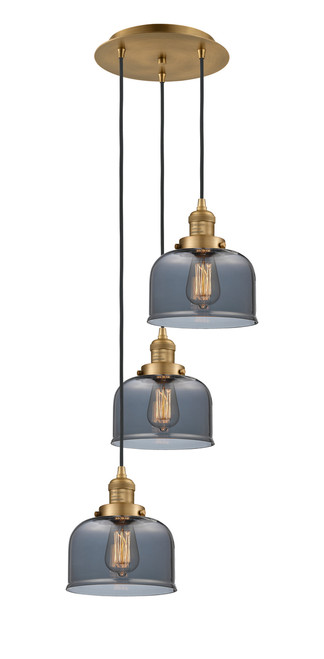 INNOVATIONS 113F-3P-BB-G73 Cone 3 Light Multi-Pendant part of the Franklin Restoration Collection Brushed Brass