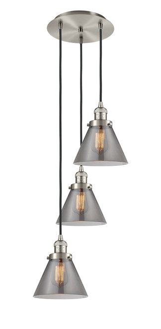 INNOVATIONS 113F-3P-SN-G43 Cone 3 Light Multi-Pendant part of the Franklin Restoration Collection Brushed Satin Nickel