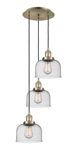 INNOVATIONS 113F-3P-AB-G74 Cone 3 Light Multi-Pendant part of the Franklin Restoration Collection Antique Brass