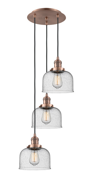 INNOVATIONS 113F-3P-AC-G74 Cone 3 Light Multi-Pendant part of the Franklin Restoration Collection Antique Copper