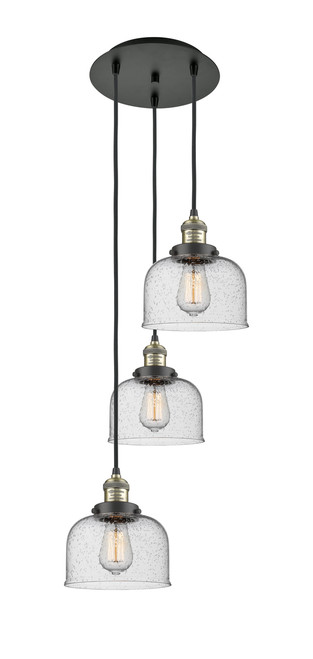 INNOVATIONS 113F-3P-BAB-G74 Cone 3 Light Multi-Pendant part of the Franklin Restoration Collection Black Antique Brass