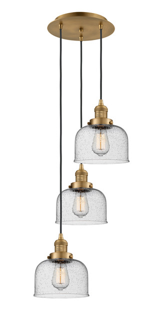 INNOVATIONS 113F-3P-BB-G74 Cone 3 Light Multi-Pendant part of the Franklin Restoration Collection Brushed Brass
