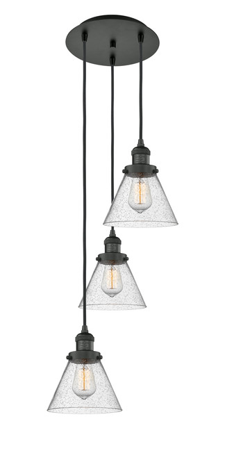 INNOVATIONS 113F-3P-BK-G44 Cone 3 Light Multi-Pendant part of the Franklin Restoration Collection Matte Black