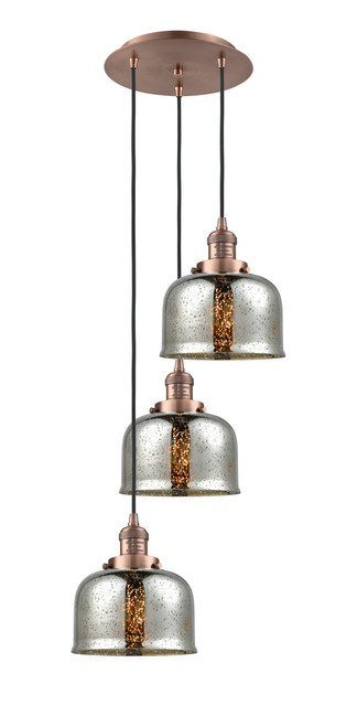 INNOVATIONS 113F-3P-AC-G78 Cone 3 Light Multi-Pendant part of the Franklin Restoration Collection Antique Copper