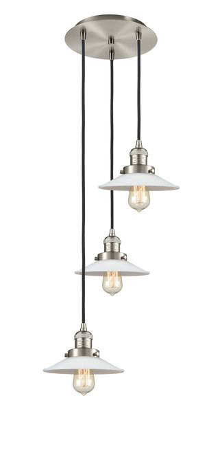 INNOVATIONS 113F-3P-SN-G1 Halophane 3 Light Multi-Pendant part of the Franklin Restoration Collection Brushed Satin Nickel