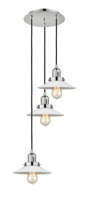 INNOVATIONS 113F-3P-PN-G1 Halophane 3 Light Multi-Pendant part of the Franklin Restoration Collection Polished Nickel