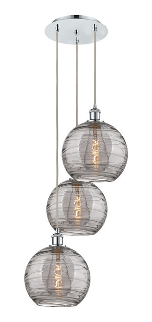 INNOVATIONS 113B-3P-PC-G1213-10SM Athens Deco Swirl 3 Light 18 inch Multi-Pendant Polished Chrome